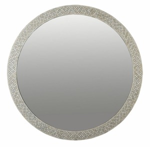 Handmade Octagonal Wood <b>Wall</b> <b>Hanging</b> <b>Mirror</b> with Luxury Modern Petal Pattern Design Best Quality Bone Inlay for Decorative Use - Product Image 3