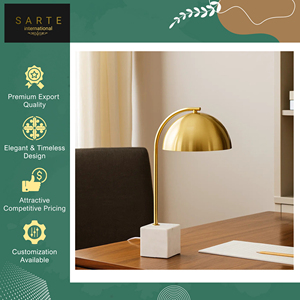 Thiết kế thanh lịch LED Brass đèn bàn với rắn bằng đá cẩm thạch trắng cơ sở DC/AC Powered Dimmable hiện đại sang trọng cho nhà văn phòng & phòng ngủ - Product Image 5