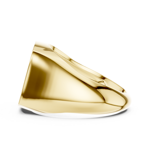 Bague de fiançailles et de mariage de luxe unisexe en or jaune 14 carats de qualité supérieure avec diamant synthétique taille brillant serti à griffes et taille ajustable - Product Image 3