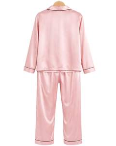 Ensemble de pyjama en satin de soie rose pour femmes, manches longues, boutonné, vêtements de nuit, vêtements de nuit doux et lisses, vêtements de maison de luxe, fournisseur en gros OEM - Product Image 3