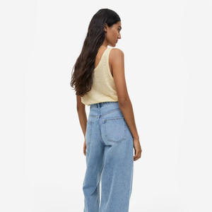 Femmes 100% Jersey de coton Léger Beige Couleur Loose Fit Sleeveless Summer Vest For Sale Women Summer Tops - Product Image 3