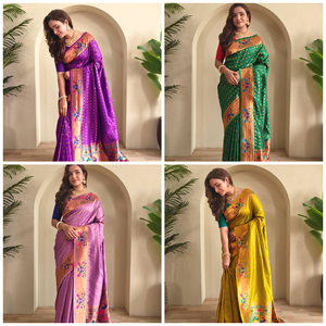 Nueva llegada fiesta boda Sari en pura seda Paithani suave con diseño de lunares y rico antiguo Zari tejido Sari - Product Image 4