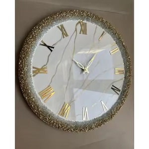 Resin wall <b>clock</b> with tree ring design and earthy pigments ideal for nature themed living room wall accessories - Product Image 2