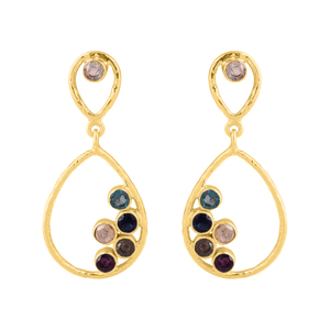 Boucles d'oreilles rondes en argent sterling 925 plaqué or Boucles d'oreilles à la mode lunette à la mode pour les femmes. - Product Image 3