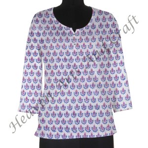 Tay Khối In Áo Giản Dị In Thoải Mái Hàng Đầu Bãi Biển Sexy Kurti Quần Áo Tay Khối Jaipuri Sanganeri In Thiết Kế - Product Image 1