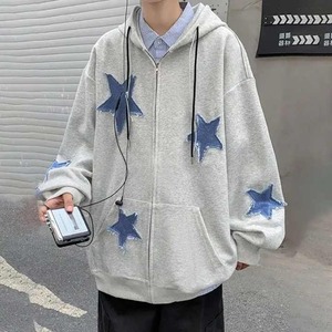 Fabricante de ropa personalizada parches bordados desgastados Vintage Full Zip up Hoodie Oversized Drop Shoulder Hoodies - Product Image 3