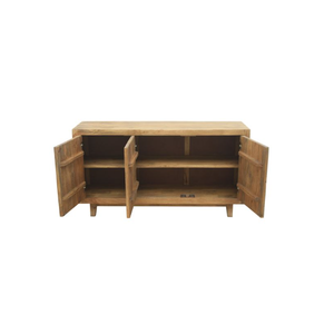 Aparador moderno desgastado blanco Naturel 3 puertas madera maciza de mango MDF almacenamiento trasero muebles para el hogar comedor dormitorio Hotel Hospital - Product Image 4