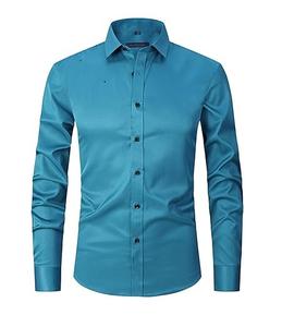 Camisas de vestir de satén formales e informales para hombres 100% algodón antiarrugas de secado rápido transpirable gran oferta - Product Image 2