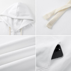 Pull à fermeture éclair en molleton de coton à capuche pour hommes avec capuche brodée motif solide printemps et automne tendance sweats à capuche - Product Image 4