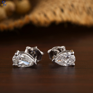 0.90 poire motif Starburst boucle d'oreille 18k or blanc Labgrown diamant Hpht/Cvd diamant bijoux - Product Image 3