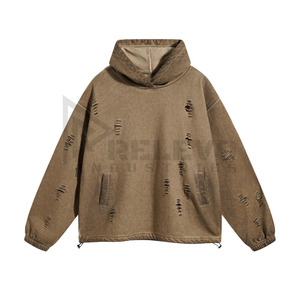 Nouveau sweat à capuche en coton épais élégant pour hommes imprimé en 3D lavé à l'acide blanc personnalisé pull d'hiver en détresse prix chaud - Product Image 1