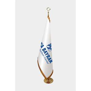 Golden Office Desk Flag with Fringes and Custom Logo Promotional Flags & <b>Banners</b> - Product Image 1