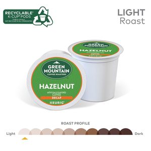 Cápsulas de café descafeinado Green Mountain Coffee Roasters con sabor a avellana, compatibles con Keurig, tostado claro, 72 unidades - Product Image 4