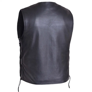 Gilet d'hiver pour homme de haute qualité, personnalisé, couleur unie, sans manches, en cuir, style streetwear, avec logo, en cuir véritable - Product Image 2