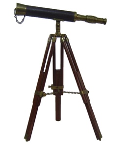 Télescope en métal en laiton/télescope nautique Vintage sur trépied Base en bois/support 39 "télescope 60" hauteur télescope poli nickel - Product Image 2