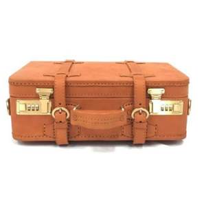 Retro <b>Traveler</b> Handmade Leather Luggage with <b>Lock</b> and British Plaid Interior Handmade From Indonesia - Product Image 5