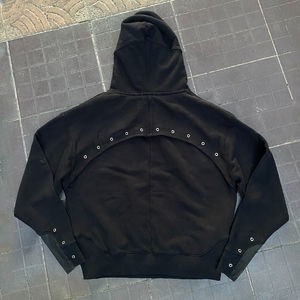 Sweat-shirt à capuche en molleton français surdimensionné de style nouveau, lourd pour l'hiver, streetwear, pull imprimé en coton, strass personnalisés - Product Image 3