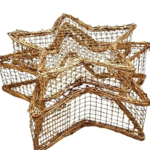 Juego de 2 Cestas de Alambre Metálicas Decorativas Estilo Art Deco Vintage Doradas, Decoración Navideña para el Hogar - Product Image 1