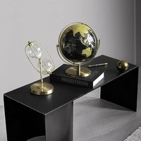 Globe Terrestre en Aluminium Noir Mauro Ferretti, Artisanat Métallique Fait Main, Décoration de Maison Moderne de Luxe, Cadeau Idéal pour Bureau et Étude