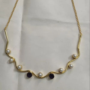 Collier de perles de style classique pour femmes élégantes fait à la main bijoux en laiton plaqué or léger accessoire de mariage de fête de mariage cadeau - Product Image 3