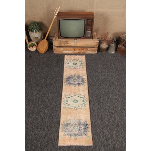 พรมขนาด 1.5x6.1 ฟุต, พรมตุรกีวินเทจขนาดเล็ก, พรมสีเบจ - Product Image 1
