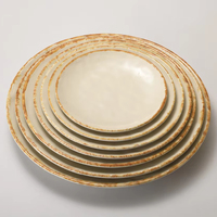 Assiette Ronde Unique en Mélamine Effet Four Vintage Incassable pour la Restauration Commerciale, Hôtels et Cantines – Vente en Gros