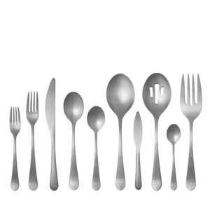 Juego de cubiertos con acabado plateado mate, cubiertos minimalistas de acero inoxidable, vajilla elegante para cocina de comedor moderna y uso diario - Product Image 1