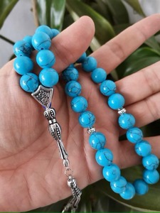 Tasbih de luxe fait main, 108 perles, pierre turquoise, chapelet de prière islamique, bijoux musulmans, exportation Inde - Product Image 2