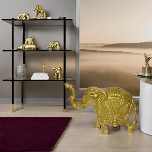 Statues d'éléphant en laiton Art déco faites à la main Trunk Up Figurine porte-bonheur pour la décoration intérieure et les cadeaux Pièce maîtresse à motif animal - Product Image 4