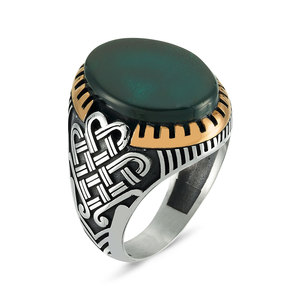 Nhẫn Nam Đá Mã Não Đá Mã Não 925 Bạc Thật Nhẫn Nam Màu Bạc Họa Tiết Cổ Bán Chạy Trang Sức Đế Chế Ottoman - Product Image 1