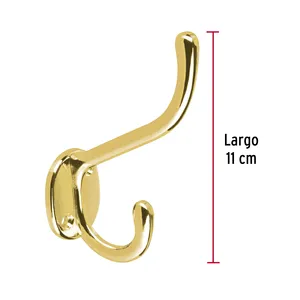 Scatola di 12 ganci appendiabiti lunghi e corti doppi in ottone lucido - Product Image 3