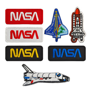 NASA Apollo Embroidered <b>Sew</b>-<b>On</b> Iron-<b>on</b> Heart <b>Patches</b> with Sequins & for Velcro Made of PU - Product Image 2