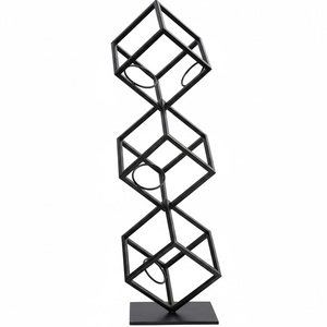 Black Finished Handmade Wrought Iron Metal Vintage Sustainable Wine Rack <b>Tabletop</b> Organizer Home Dining Room Bar Ware Beverage - Product Image 5