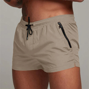 Pantalones cortos personalizados para hombre con cordón para correr al aire libre bolsillo Color sólido cómodos pantalones cortos transpirables de mezcla de algodón - Product Image 2