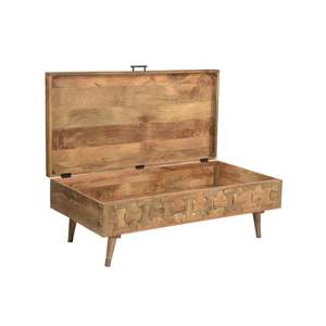 Table basse de collection Clio, design antique, luxe moderne, espace de rangement, design unique, caractéristiques réglables, bois de manguier, salon - Product Image 5