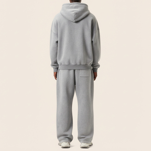 ชุดวอร์มผ้าฝ้าย100% ระบายอากาศสำหรับผู้ชายชุดวอร์มสองชิ้นแนววินเทจโอเวอร์ไซส์ออกแบบได้ตามต้องการ - Product Image 5