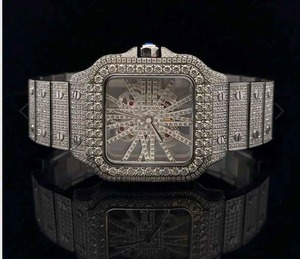 Montre en acier inoxydable de qualité supérieure entièrement sertie de diamants pour hommes et unisexe, disponible pour l'exportation, prix d'Inde - Product Image 1