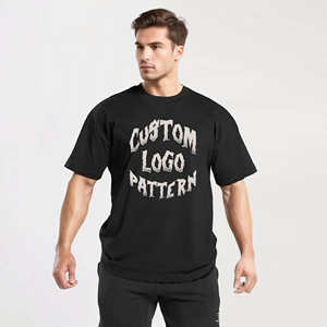 Venta al por mayor de camisetas de los hombres de hombro caído de alta calidad logotipo personalizado de impresión de algodón de peso pesado de gran tamaño de secado rápido transpirable - Product Image 3