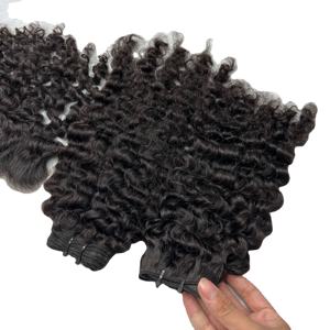 Lots de Cheveux Vierges Naturels Double Drawn de Haute Qualité, Cuticules Alignées, Bouclés Birmans SDD, Cheveux Vietnamiens, Noirs - Product Image 5