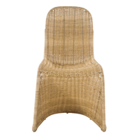 Fauteuil de salon moderne en rotin/osier tressé avec dossier et assise incurvés, durable et écologique pour l'extérieur et le salon