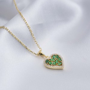 Pierre d'émeraude, design cœur baguette, vente en gros turque, argent sterling 925, bijoux fins faits à la main - Product Image 2