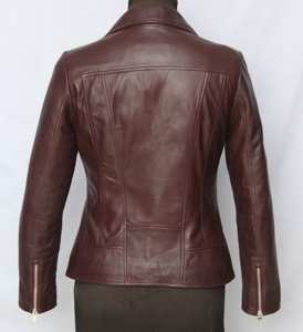Chaqueta de motorista de lona marrón clásica para mujer, piel de oveja genuina, forro acolchado, cremallera de anilina, soporte con capucha, temporada de invierno - Product Image 5