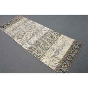 Alfombra Turca Vintage, Alfombra de Pasillo de 2.5x6.9 pies, Alfombra de Lana Azul Verde Ombré - Product Image 1