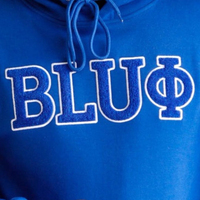 Sudadera con Capucha Phi Beta Sigma Azul Chenille, 100% Algodón, Forro Polar, Transpirable, Resistente al Viento, Ecológica, para Hombre