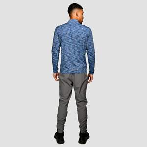 Compagnon de la piste bleu nuit: Chemise à manches longues à fermeture éclair 1/4 avec logo réfléchissant pour homme-Léger, respirant 88% polyester - Product Image 4