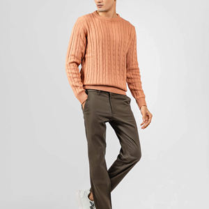 2024สเวตเตอร์ถักคอกลมของผู้ชายสีพื้นผ้าบางระบายอากาศได้ดี - Product Image 4