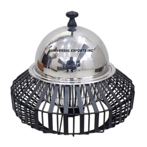 Calentador de alimentos de metal, cazuela de diseñador hecha a mano decorativa para boda, forma redonda, olla caliente de metal de lujo - Product Image 2
