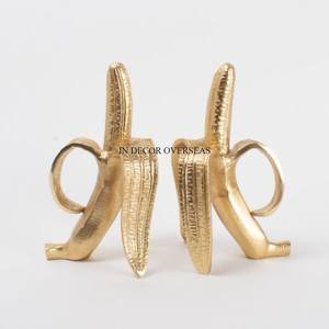 Set Of 2 High Grade Gold Plated Prime Quality Metal Made Banana Designer Set Of 2 Sculpture From India In Impressive Price - Product Image 1