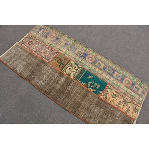 Tapis écologique en laine vert marron de 2,6x5,5 pieds Style Tabriz Patchwork Motif Salle à manger Nouveau! - Product Image 4