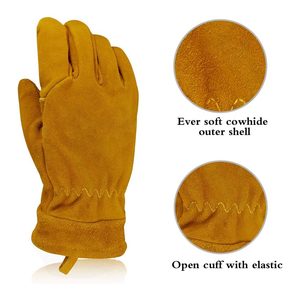 Guantes de soldadura TIG de cuero de grano de oveja de alta calidad de tamaño XL, guantes de seguridad antideslizantes para extinción de incendios, calor ignífugo antiimpacto - Product Image 2